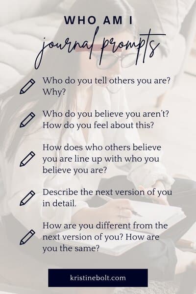 Who am I journal prompts list pin